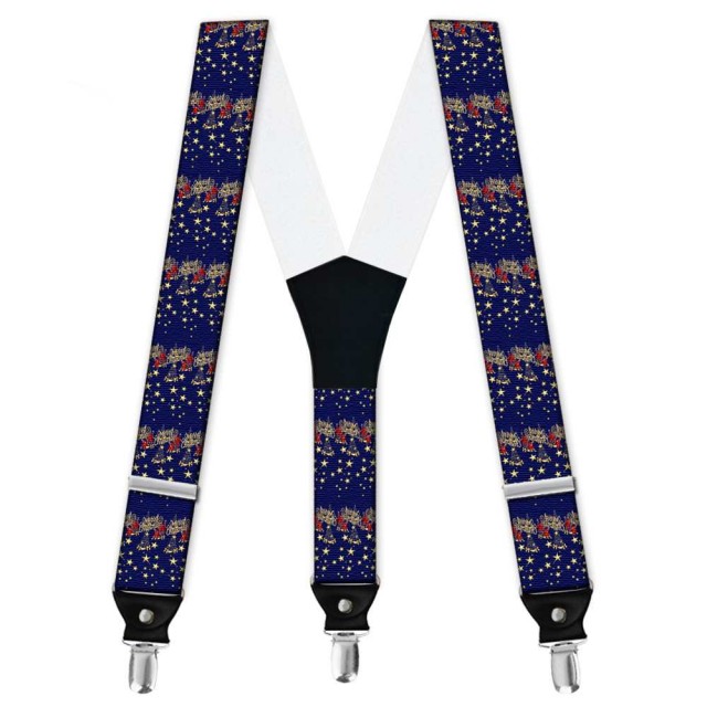 Bretele barbati personalizate, tematic Craciun, design Christmas Gold Star